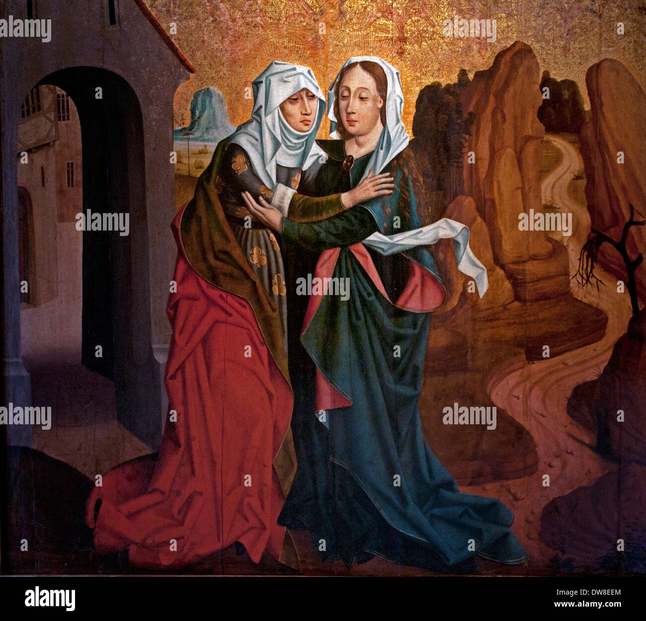 The Visitation Altarpiece panel 1460  France French Stock Photo