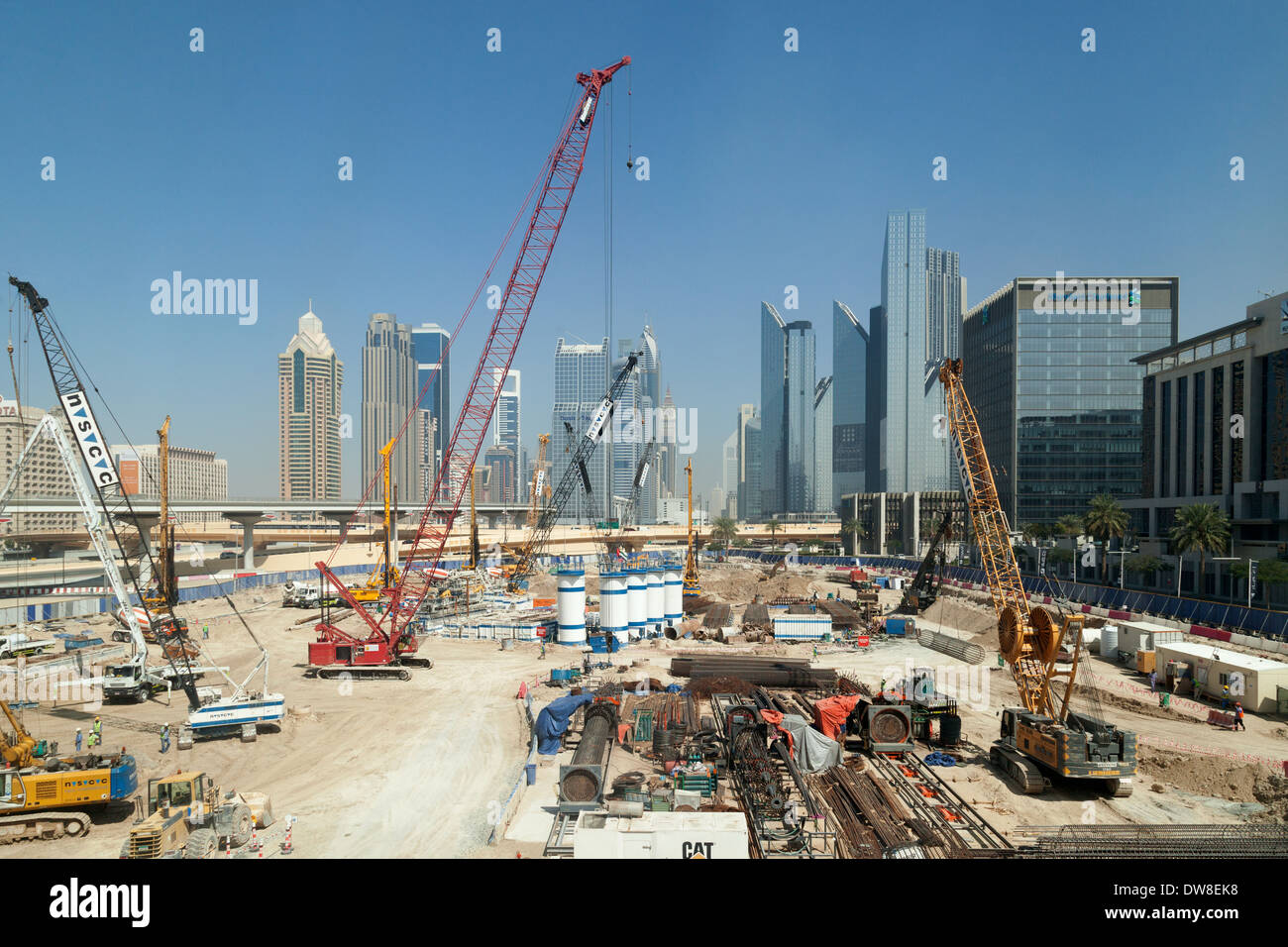 Construction on a building site near the Dubai Mall, Dubai, UAE, United Arab Emirates Middle East Stock Photo