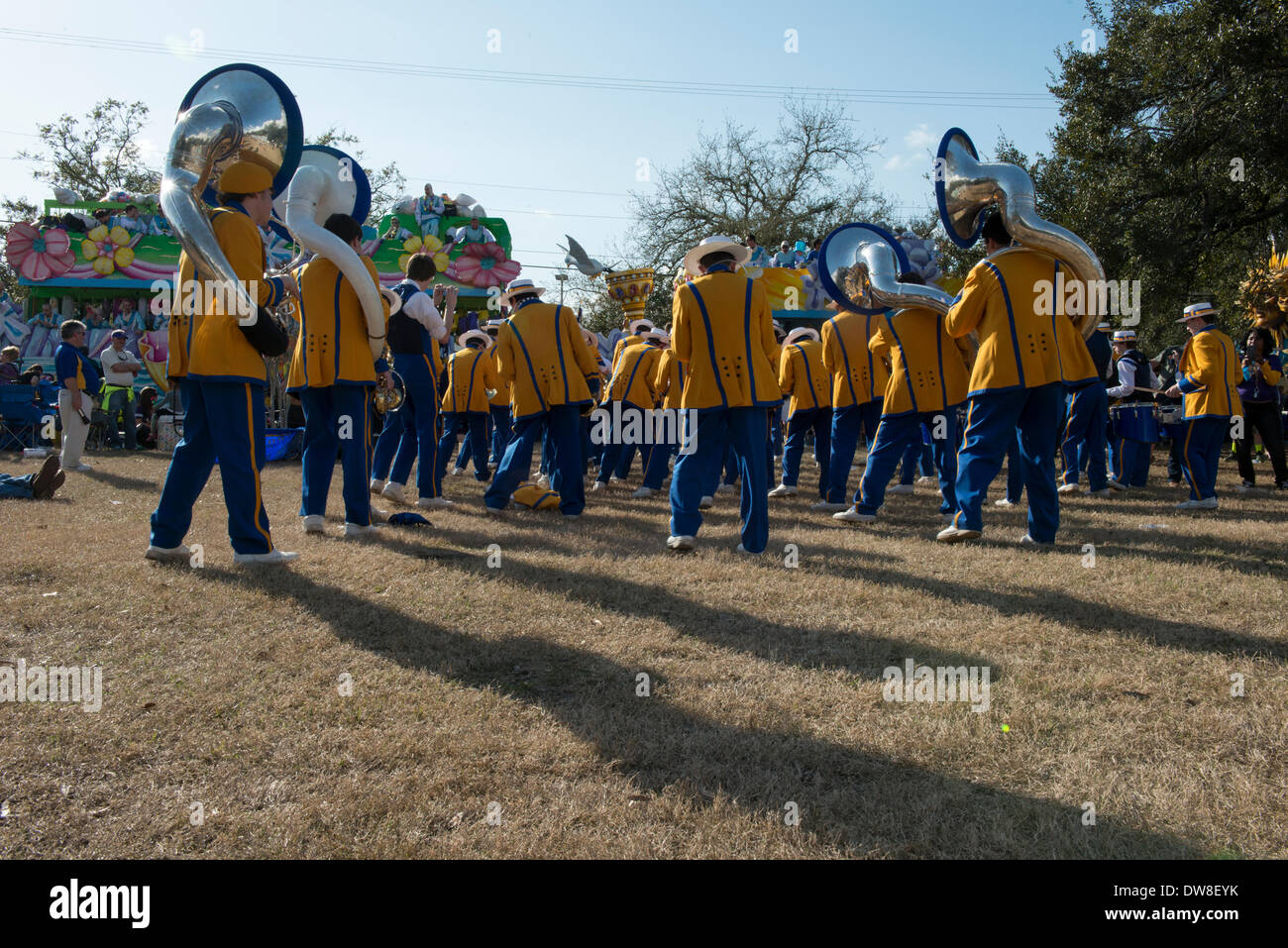New Orleans, USA. 1st Mar, 2014. Mardi Gras Krewe of Endymion prepares to begin the Saturday parade in the Lakeview/mid-city staging area of New Orleans, Louisiana, U.S.A. on 1 March, 2014. Credit:  JT Blatty/Alamy Live News Stock Photo