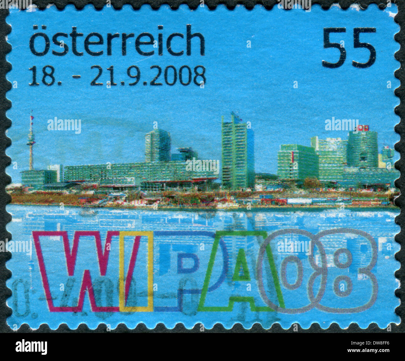 AUSTRIA - CIRCA 2008: Postage stamp printed in Austria, dedicated to Vienna International Stamps Exhibition (WIPA), circa 2008 Stock Photo