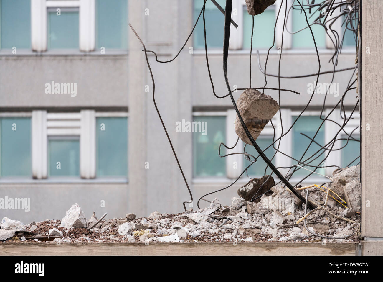 Demolition work of an office building Stock Photo