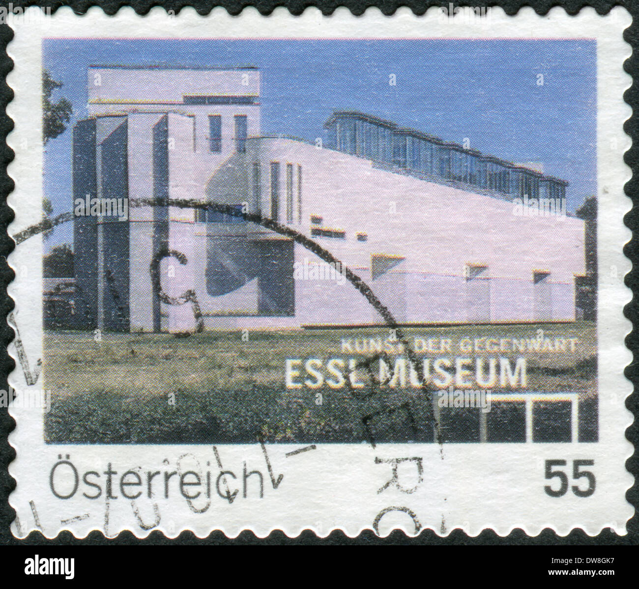 Postage stamp printed in Austria, shows the Museum of Modern Art (Essl Museum Kunst der Gegenwart) Stock Photo