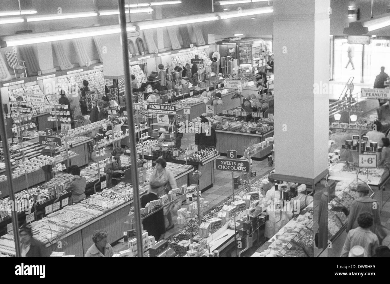 Inside a Woolworths store during the 1960's,  Cardiff, England Stock Photo