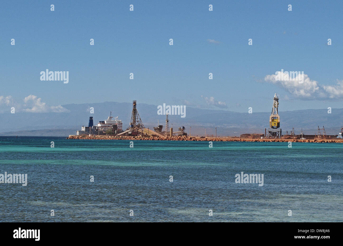 Loading bulk carrier with Bauxite aluminium ore at port Cabo Rojo Pedernales Province Dominican Republic January Stock Photo