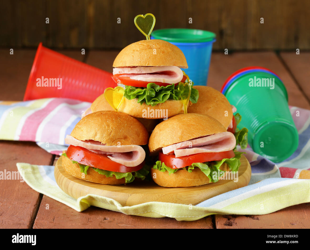 mini burgers with ham and vegetables snacks for parties and picnics