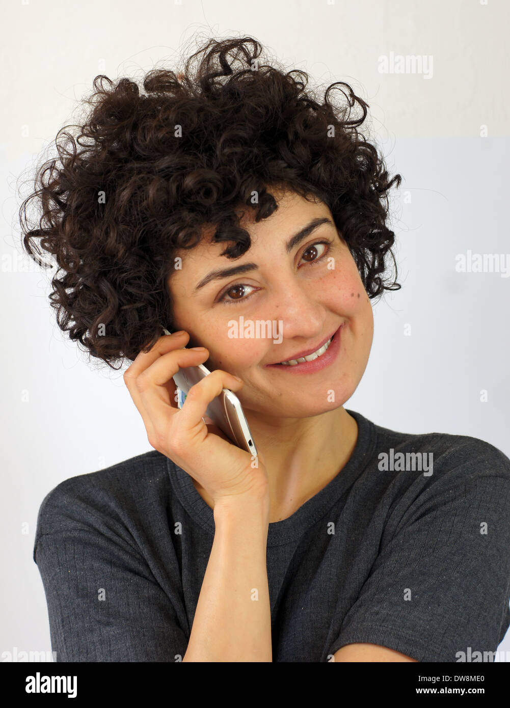 Young woman talks happy hi-res stock photography and images - Alamy