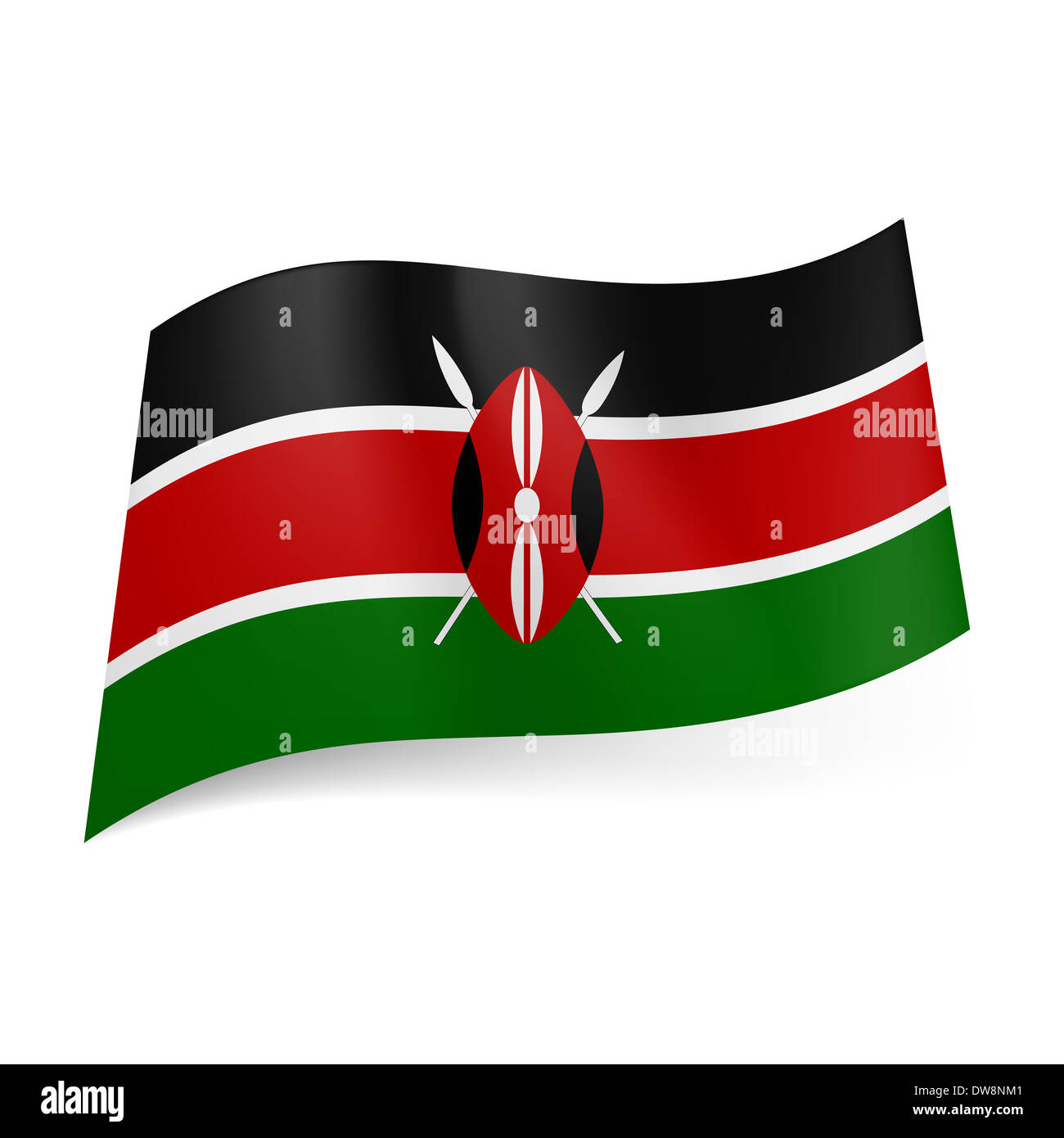 National Flag Of Kenya Black Red And Green Horizontal Stripes With Shield And Two Spears In Centre Stock Photo Alamy