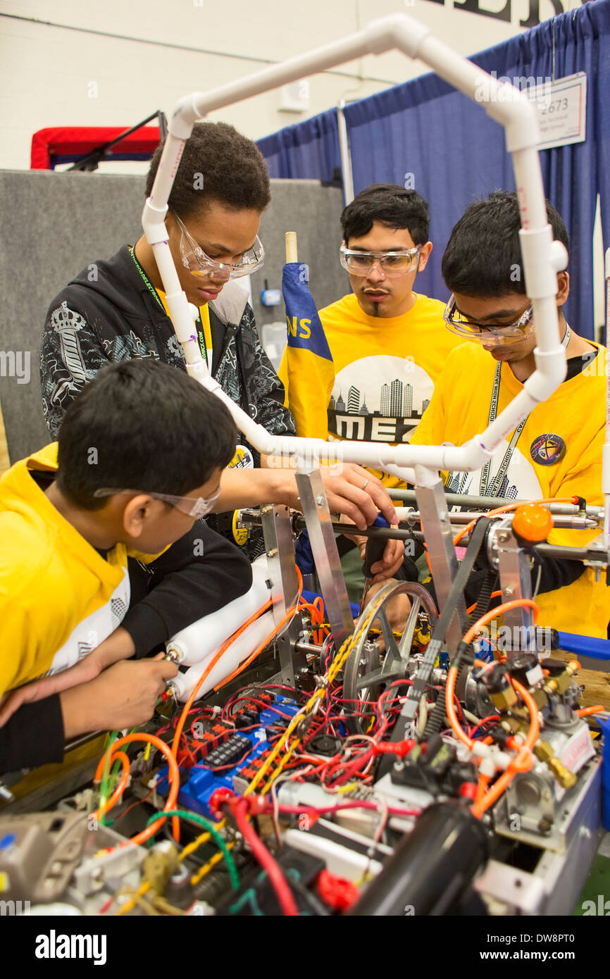 High School Students in Robotics Competition Stock Photo Alamy