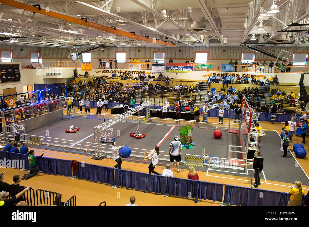 High School Students in Robotics Competition Stock Photo