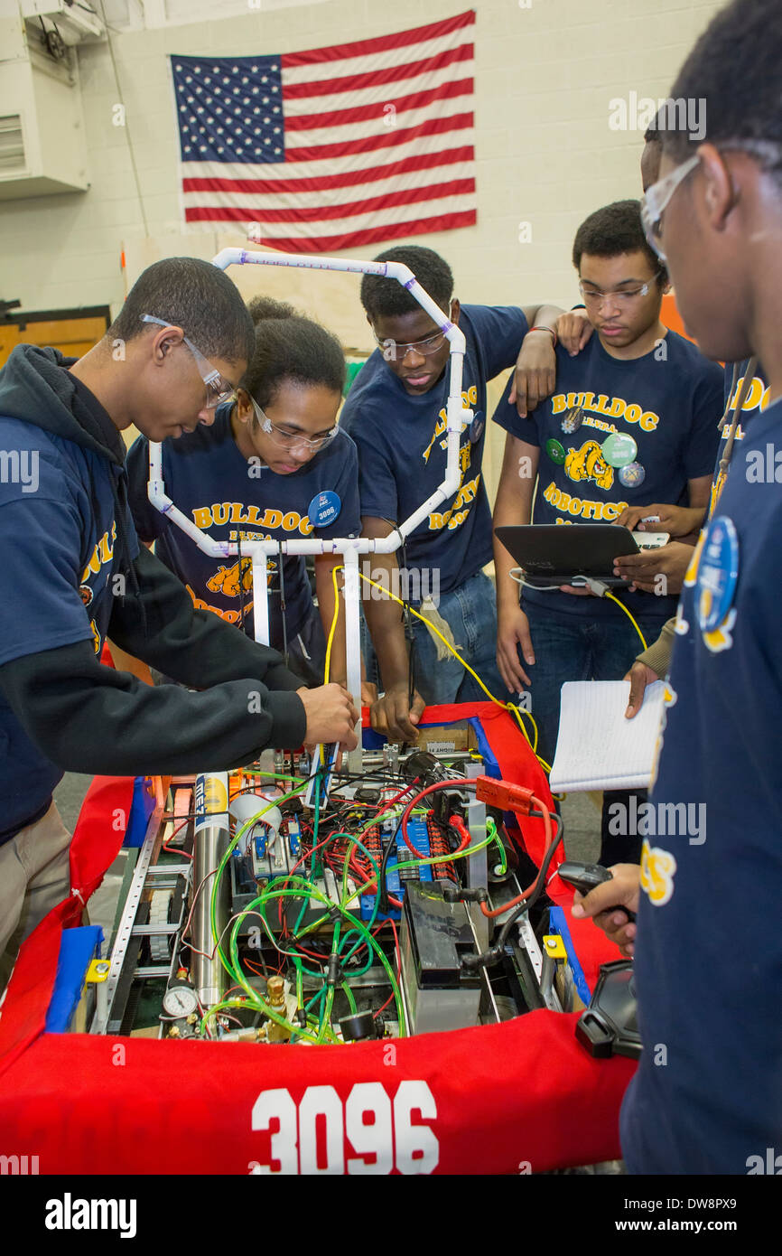 High School Students in Robotics Competition Stock Photo Alamy