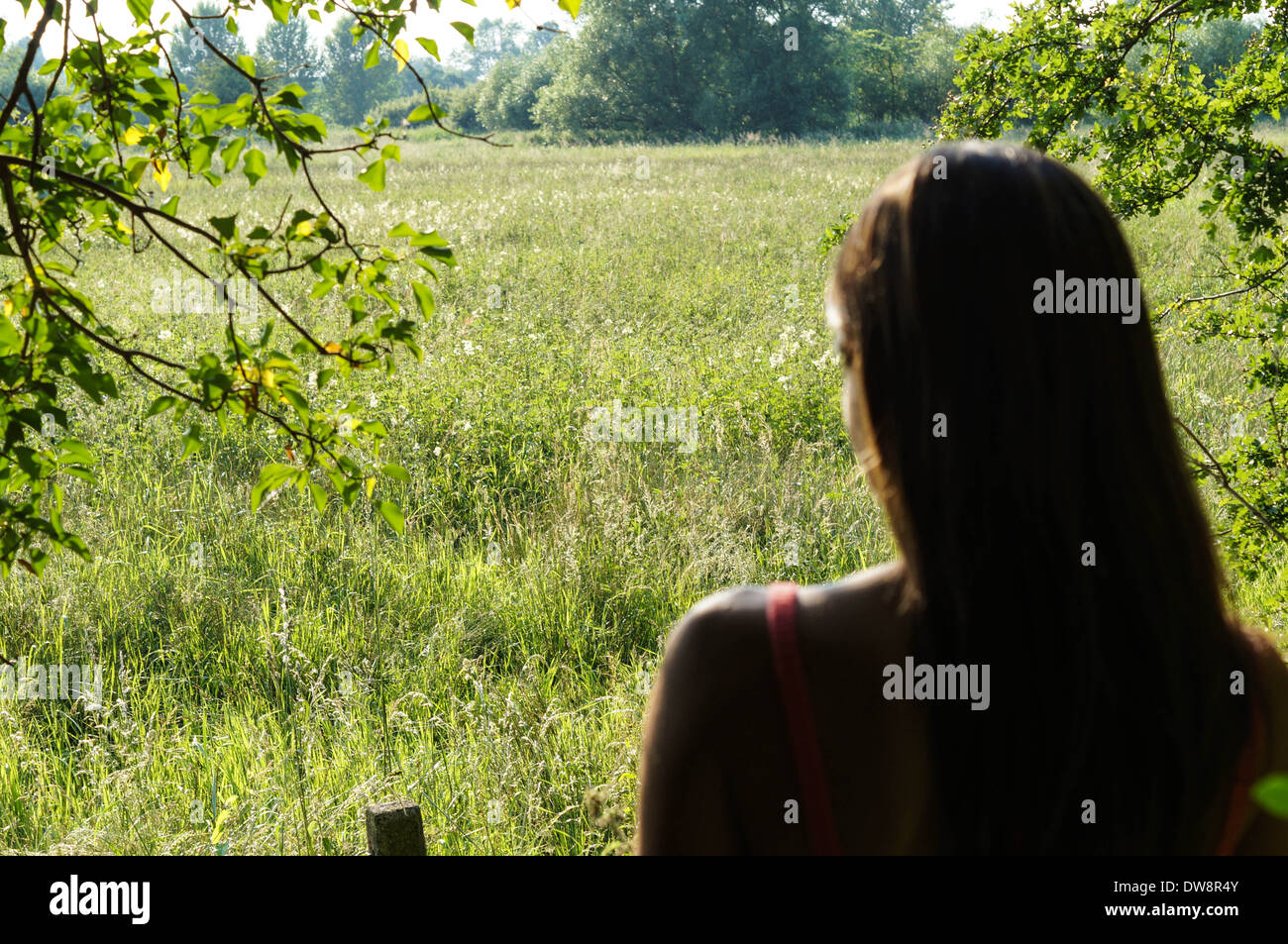 Woman back to nature hi-res stock photography and images - Alamy