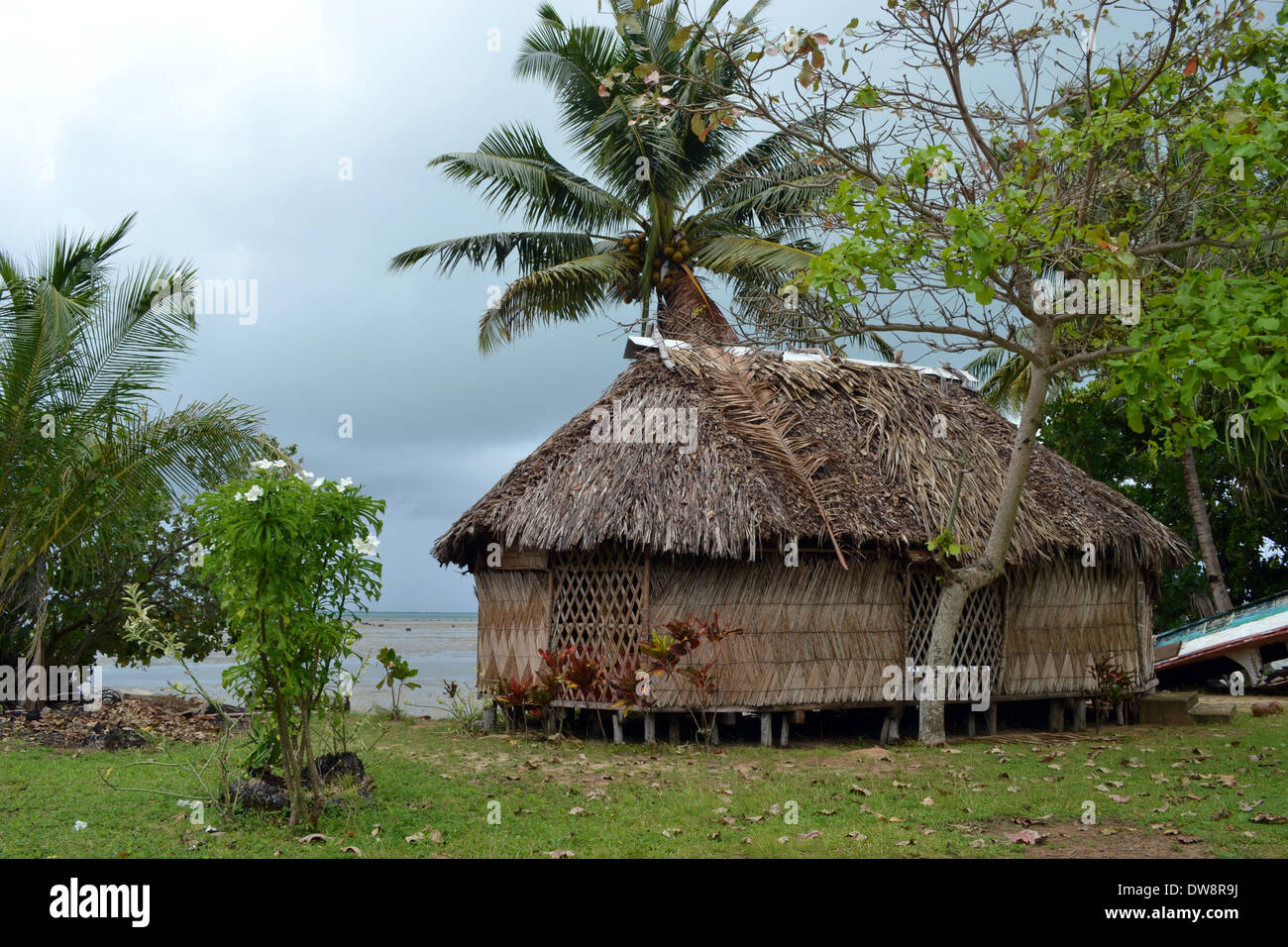 Traditional Wallisian house or fale, Matautu, Wallis and Futuna Stock