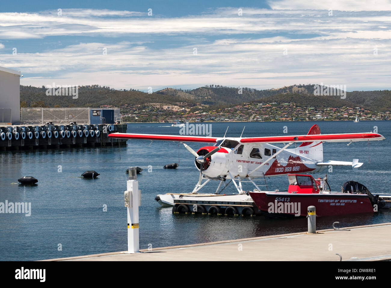 Seaplane (floatplane) docked in Constitution Dock, Sullivans Cove