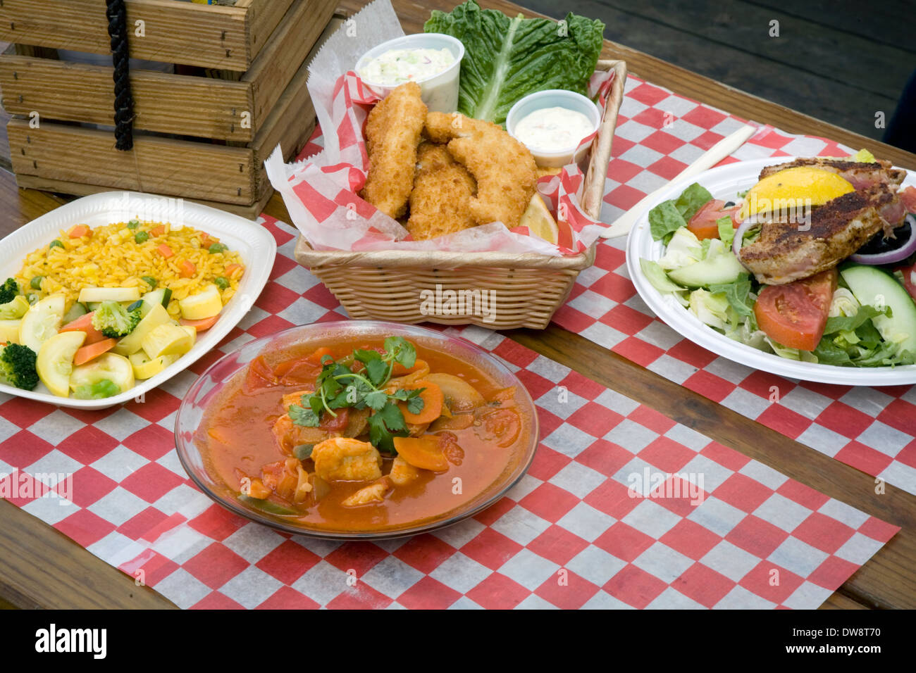 Hogfish Bar & Grill food display, Stock Island, Key West, Florida, USA