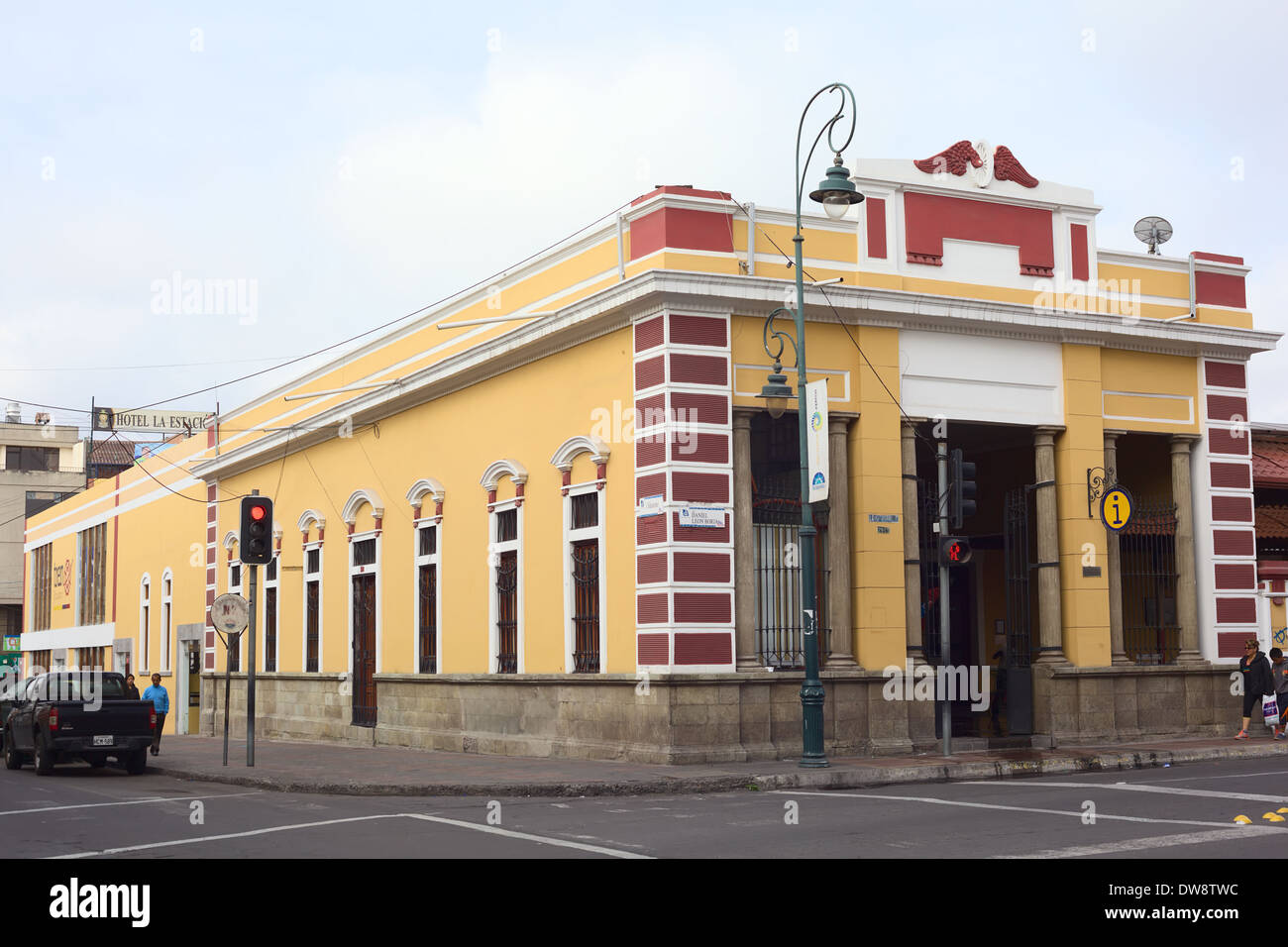The entrance of the train station in Riobamba, Ecuador, where the ride