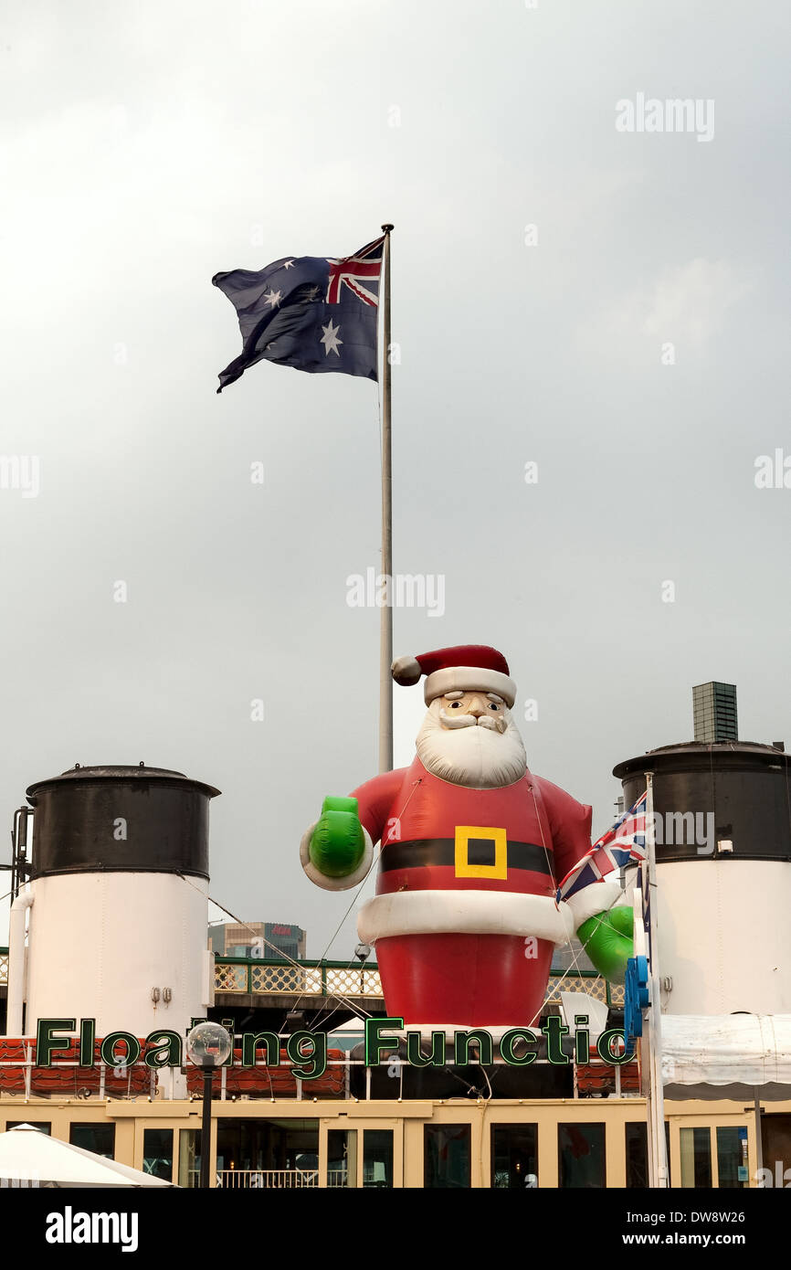 Santa Clause inflatable with Australian and British Flags, Cockle Bay ...