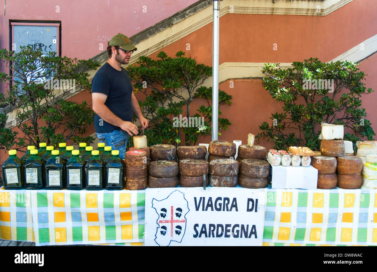 Sardinian Vigra - produce on display in Camogli, Riviera di Levante, Italy Stock Photo