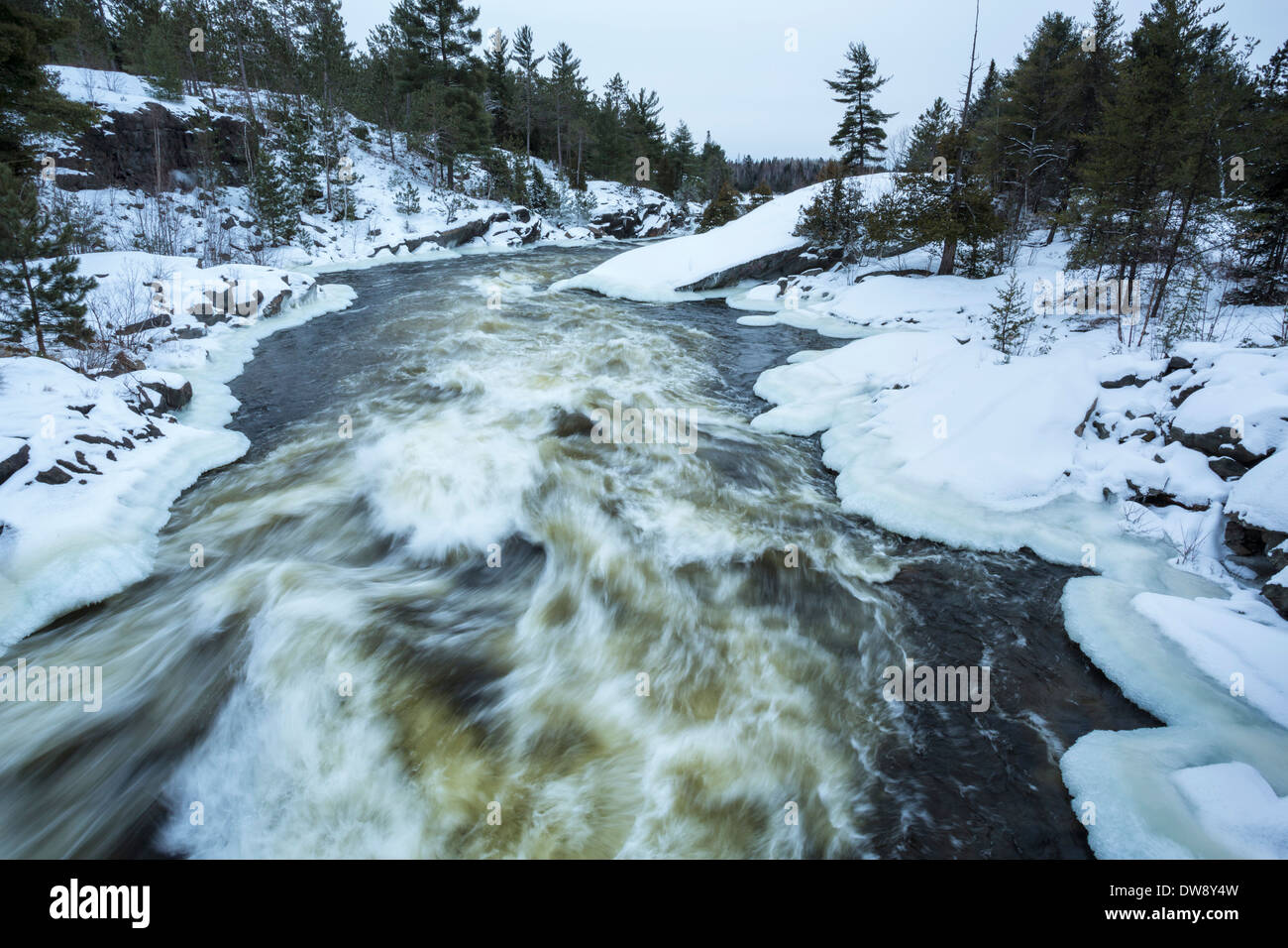 Rapids on Wanapitae River, Wanup, City of Greater Sudbury, Ontario, Canada. Stock Photo