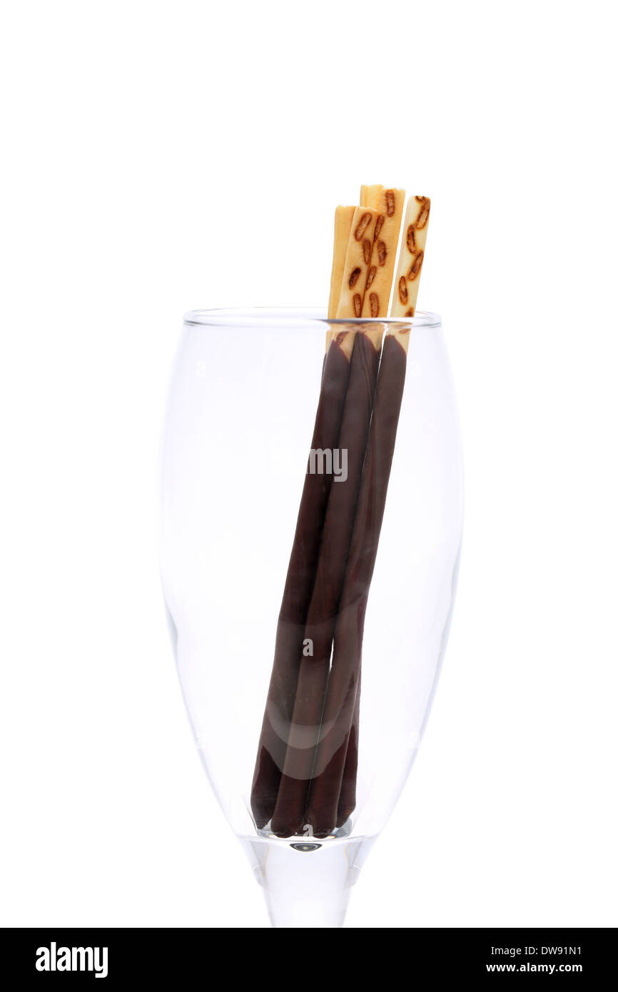 chocolate biscuit stick in a glass Stock Photo