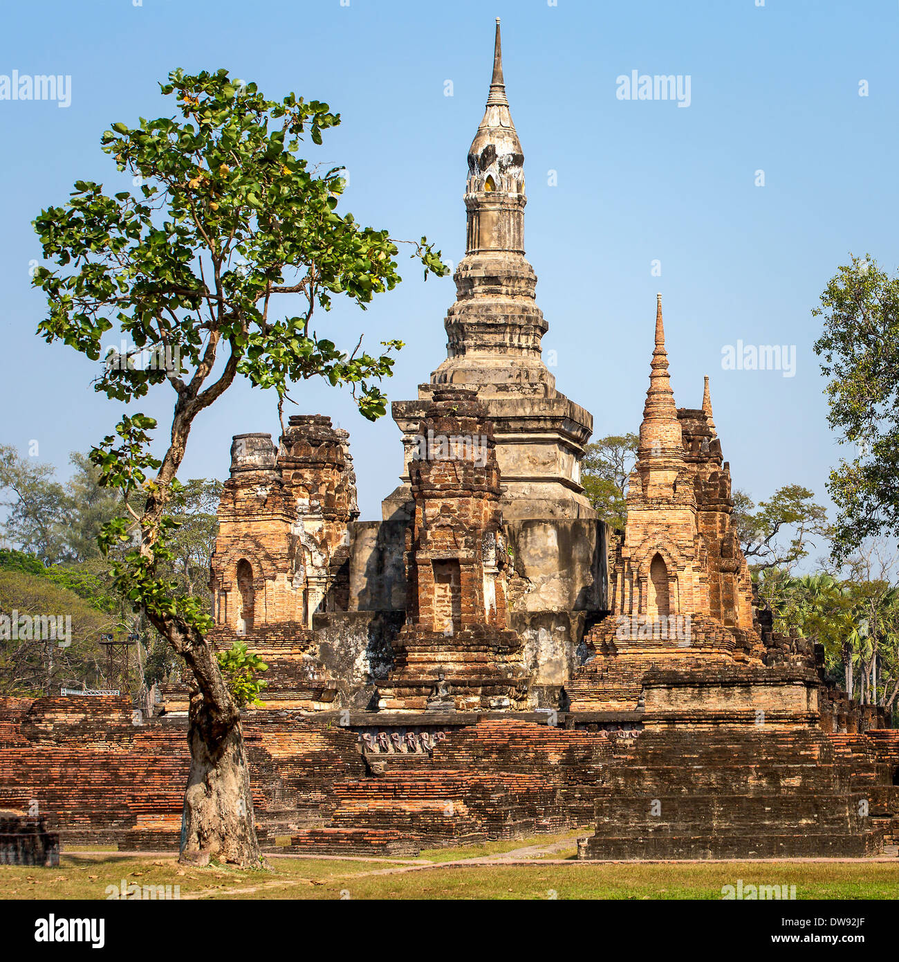 Wat Mahathat temple, Sukhothai Historical Park, Thailand Stock Photo