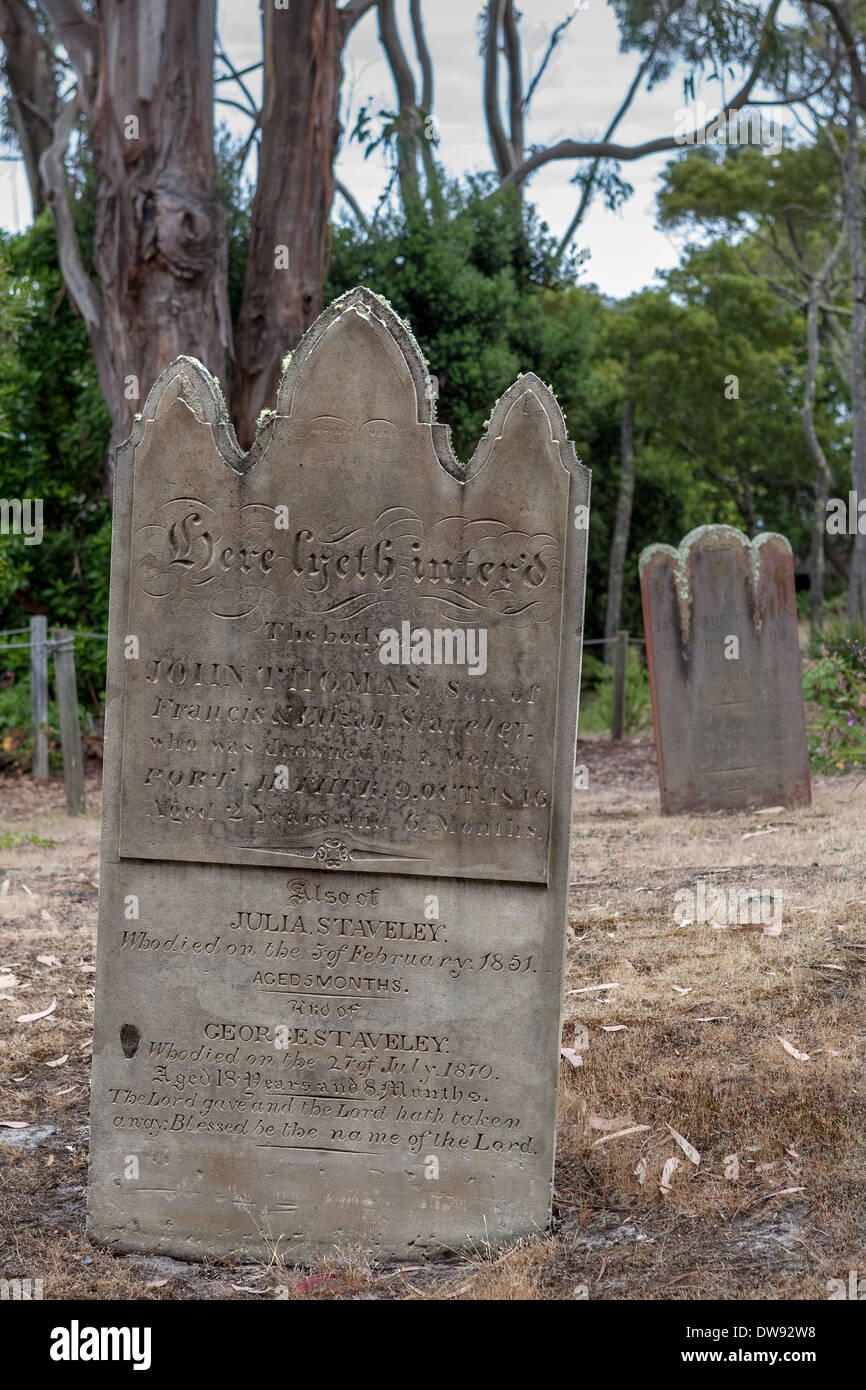 John Thomas, Julia & Staveley headstone, Isle of the Dead