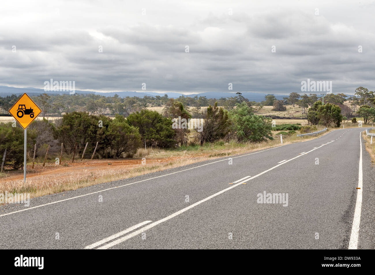 Road From Hobart to National Park, Tasmania, Australia Stock