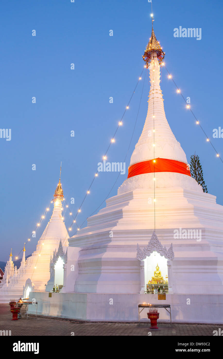 Wat Phra That Doi Kong Mu temple stupa in Mae Hong Son, Northern Thailand Stock Photo