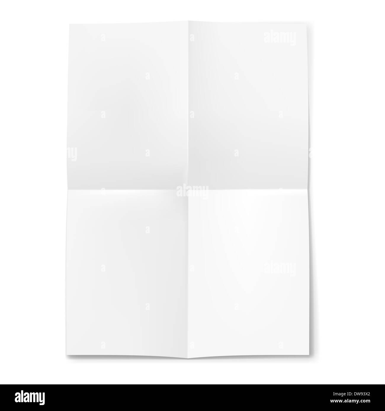 Blank sheet of paper folded in four on white background Stock Photo Alamy