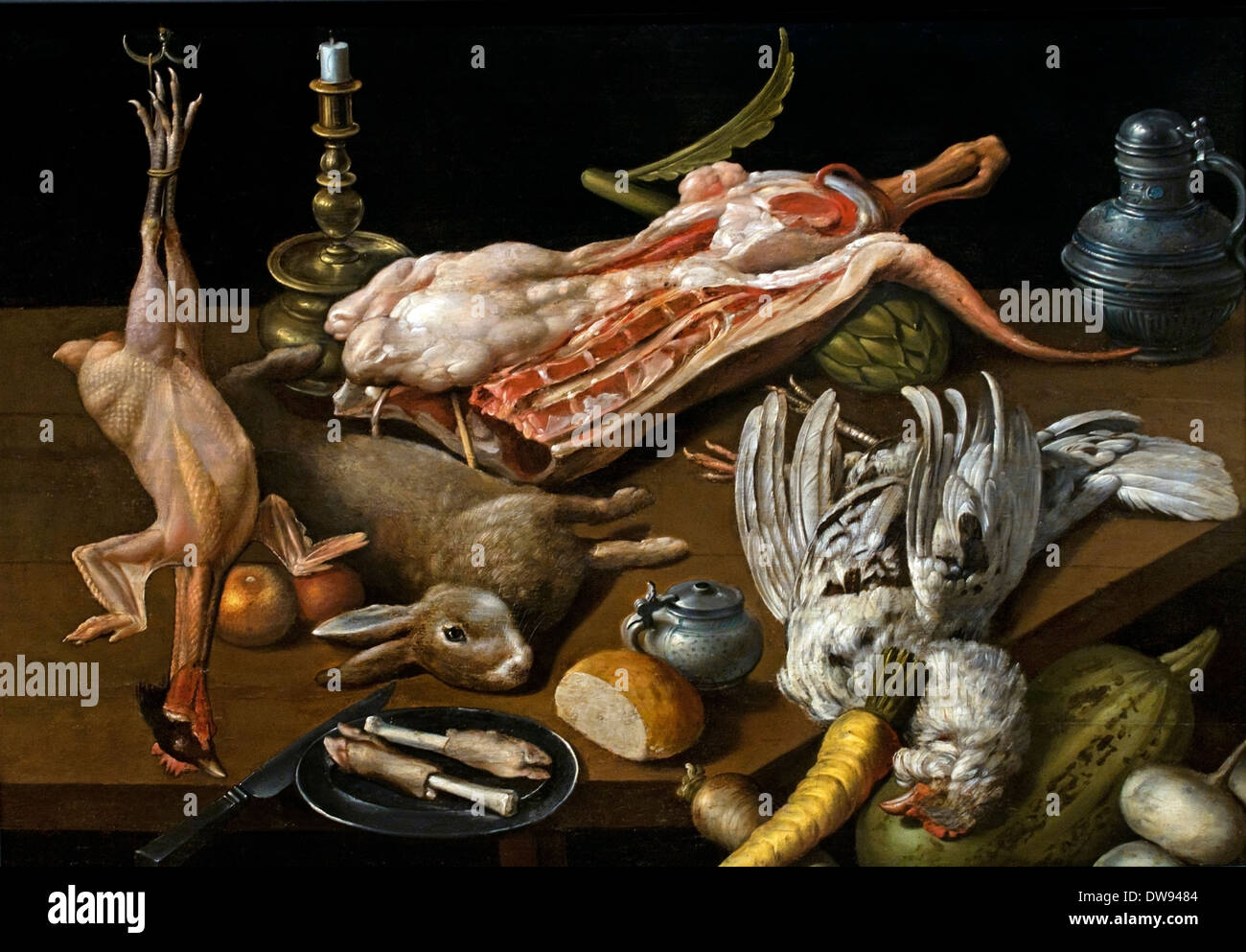 Nature Morte de victuailles - Still life with food by Jan willemsz van der Wilde 1586-1636  Dutch Netherlands Stock Photo