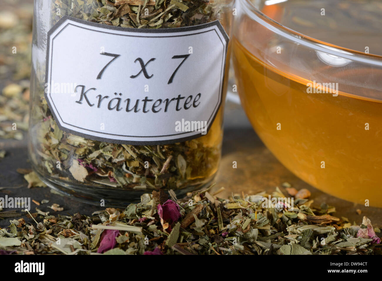 7 x 7 herbs tea Stock Photo