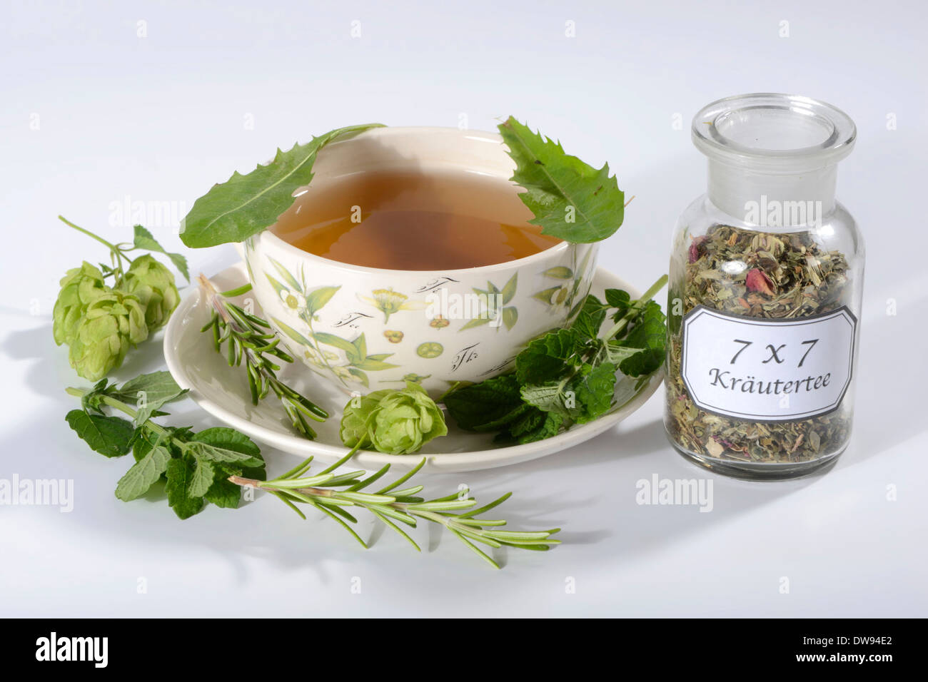 7 x 7 herbs tea Stock Photo