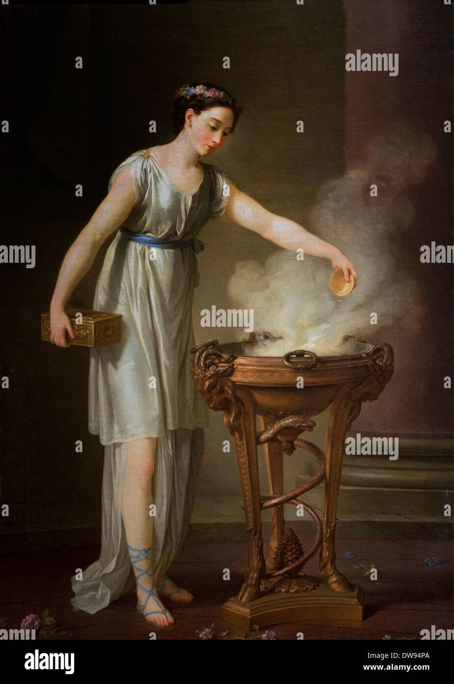 Virtuous Athenian Represents Winter personified priestess who burns incense on a tripod 1762 Joseph Marie Vien1716-1809 France Stock Photo