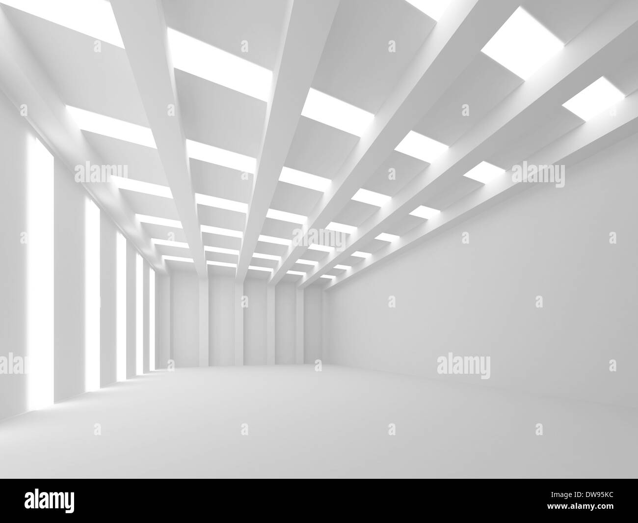 Abstract white 3d empty interior with light lines Stock Photo - Alamy