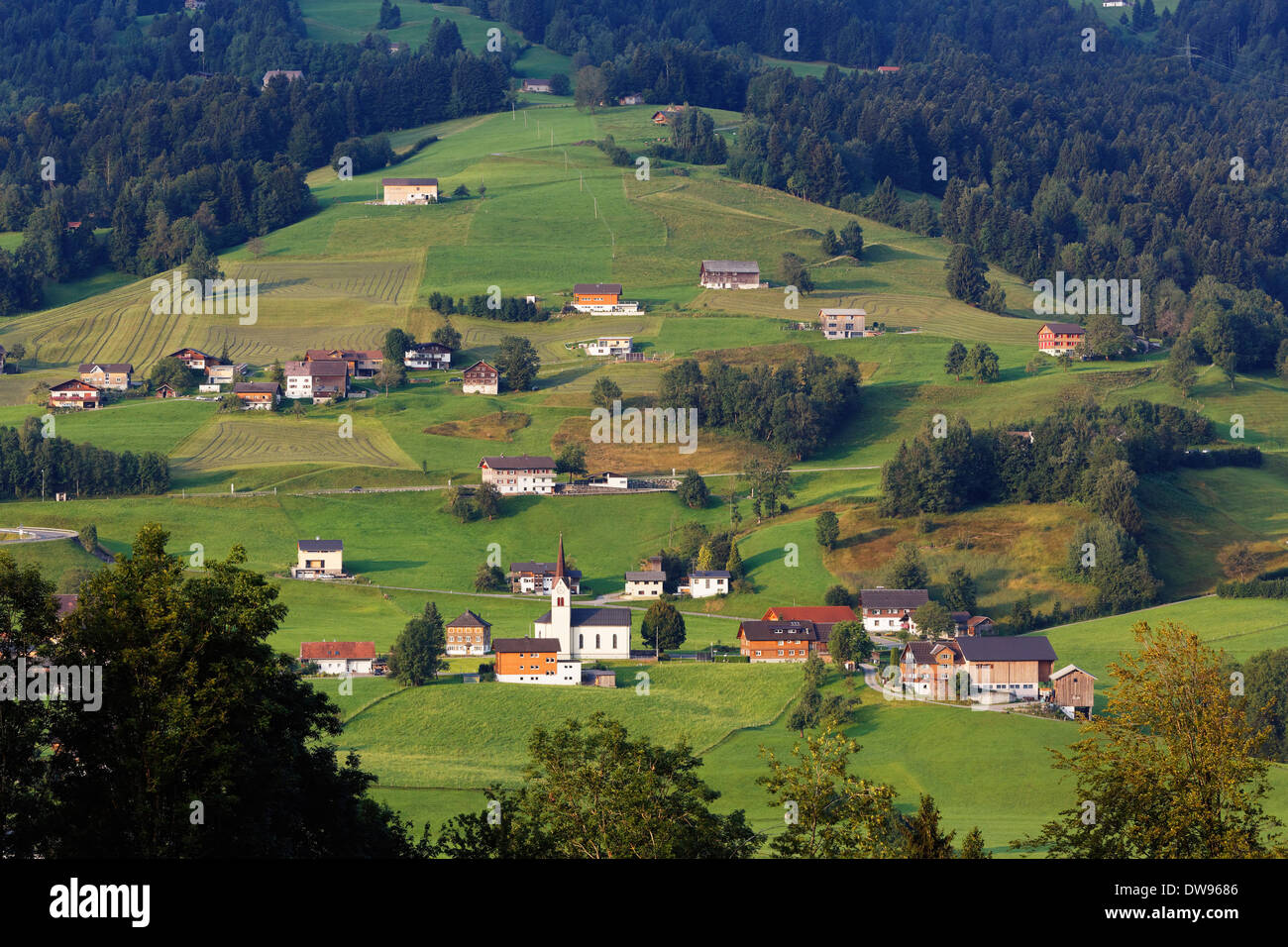Village of Müselbach, Alberschwende, Bregenz Forest, Vorarlberg, Austria Stock Photo