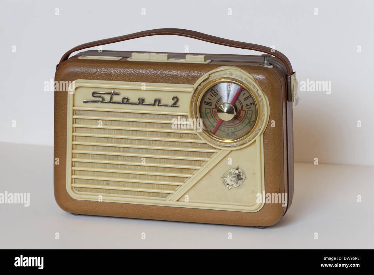 Portable radio of the GDR brand Stern Radio Rochlitz from 1960, Stern 2 model, Radio Museum Duisburg, North Rhine-Westphalia Stock Photo