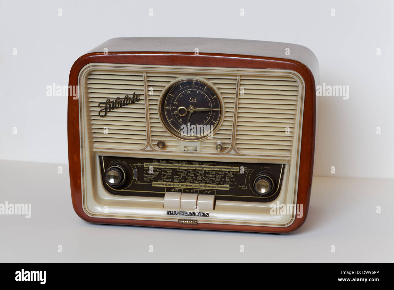 Telefunken model Jubilate, miniature radio from the 1950's, Radio Museum Duisburg, North Rhine-Westphalia, Germany Stock Photo