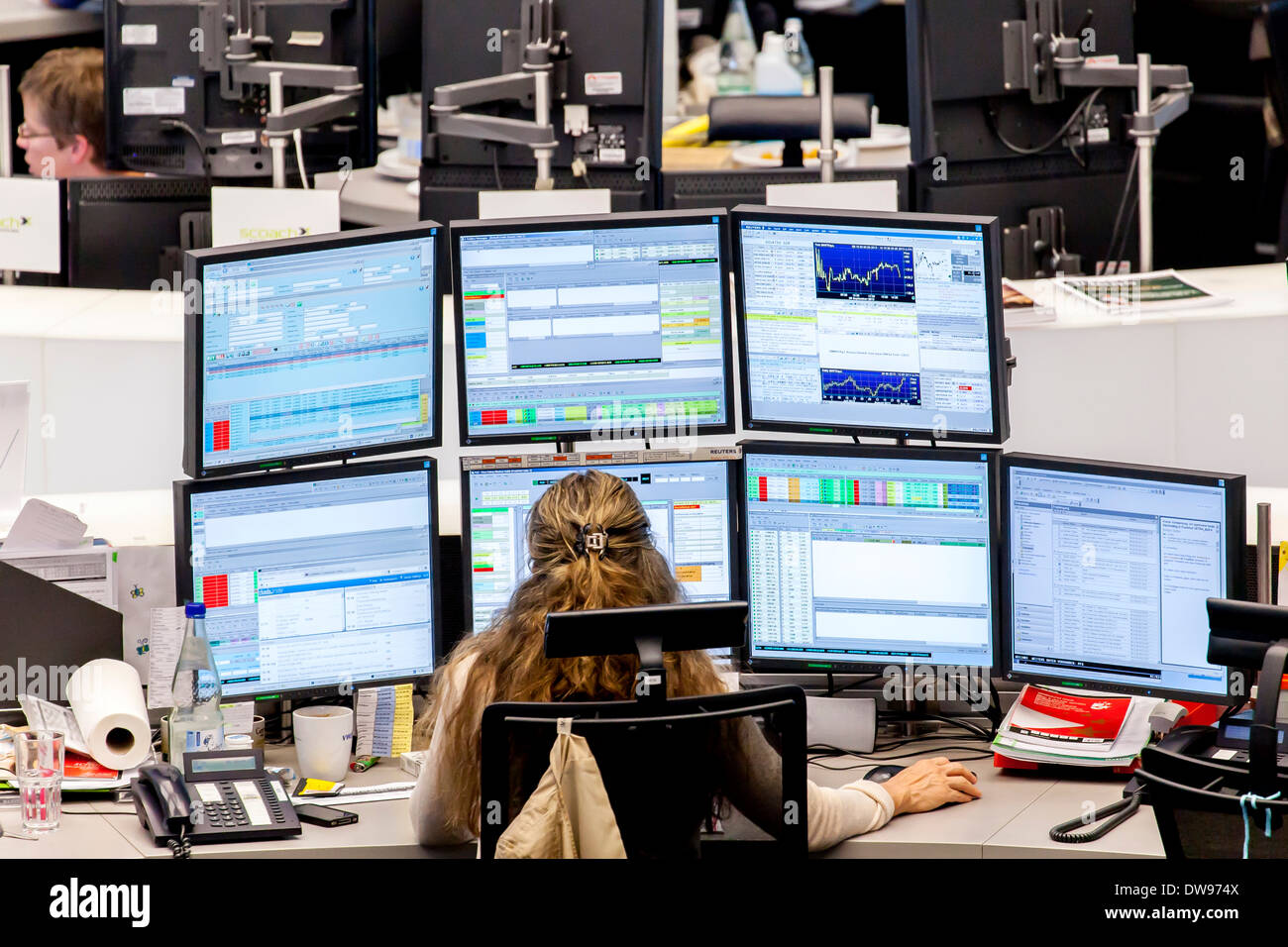 Trading floor of the Frankfurt Stock Exchange, Deutsche Börse AG ...