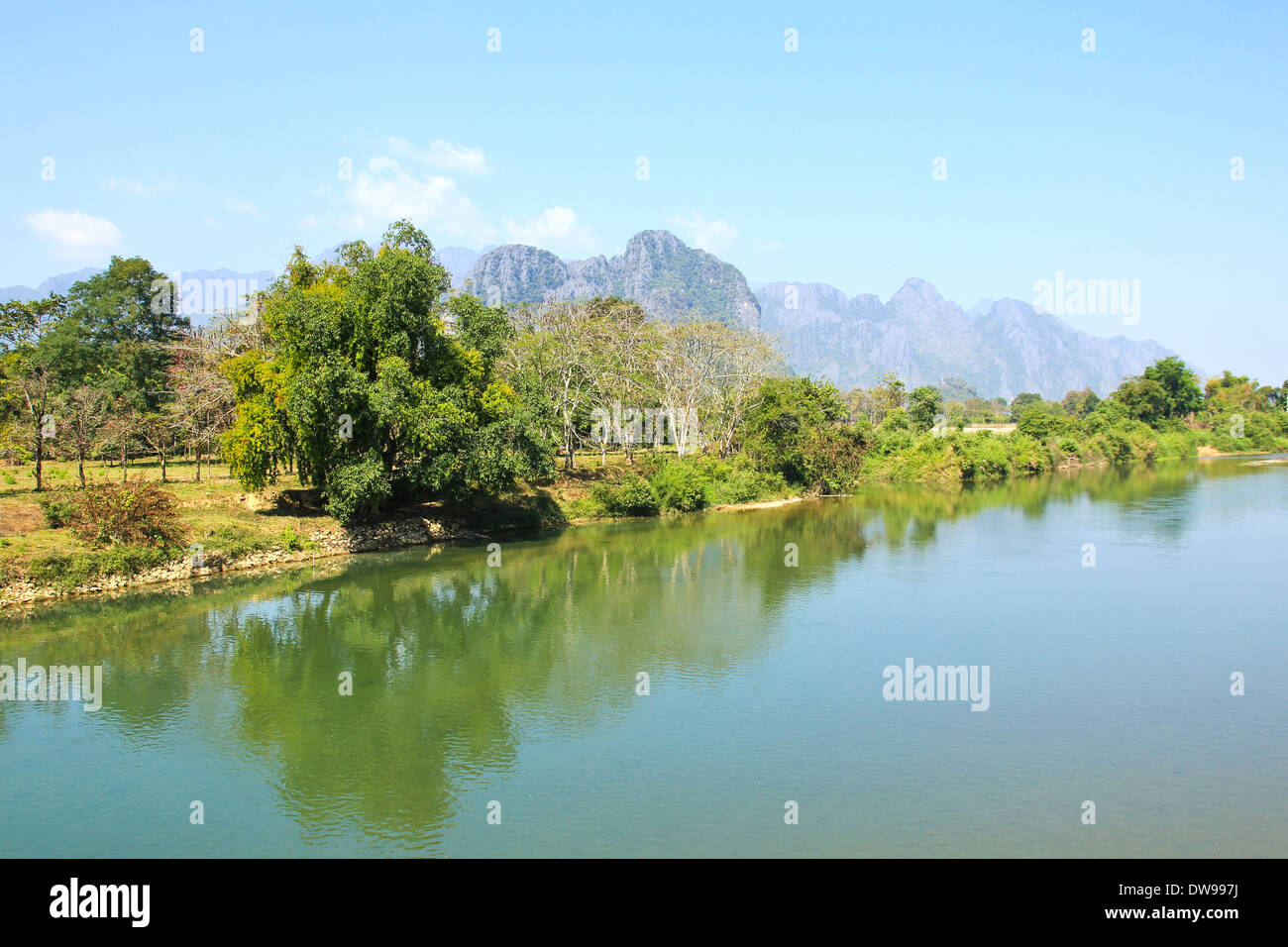 Landscape by the Song River at Vang Vieng, Laos Stock Photo - Alamy