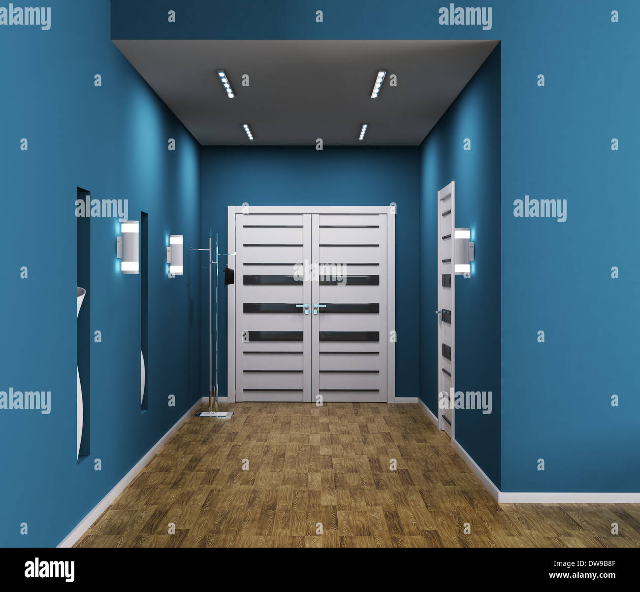 Interior of modern hall 3d render Stock Photo - Alamy