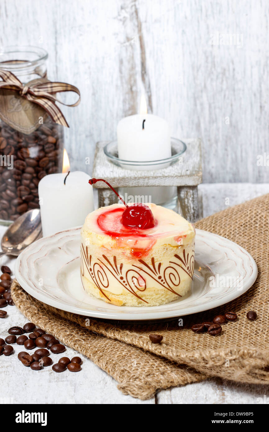 Vanilla Rounds Round vanilla torte with cherryRound vanilla torte with cherry Stock ...