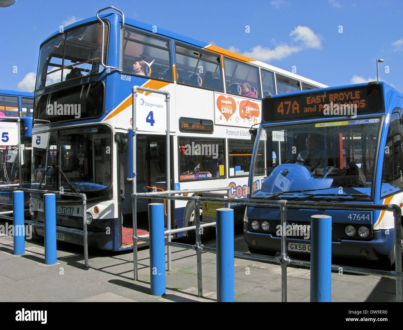 Buses lined up at Chichester bus station Chichester West Sussex UK