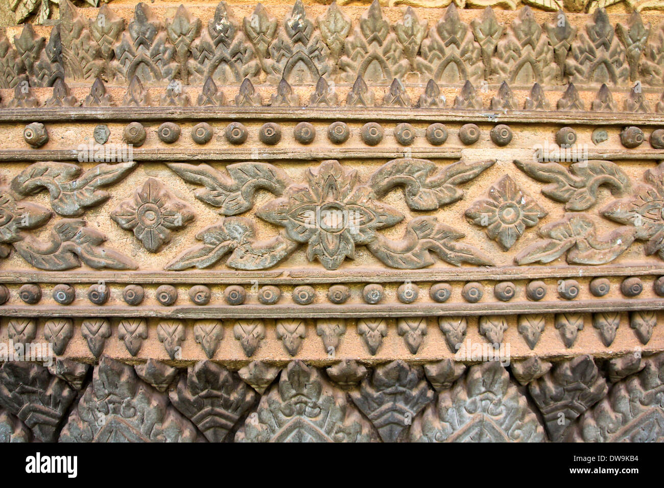 Ancient Laos art wall carving in Hor Phakeaw ,Vientiane,Laos Stock Photo Alamy