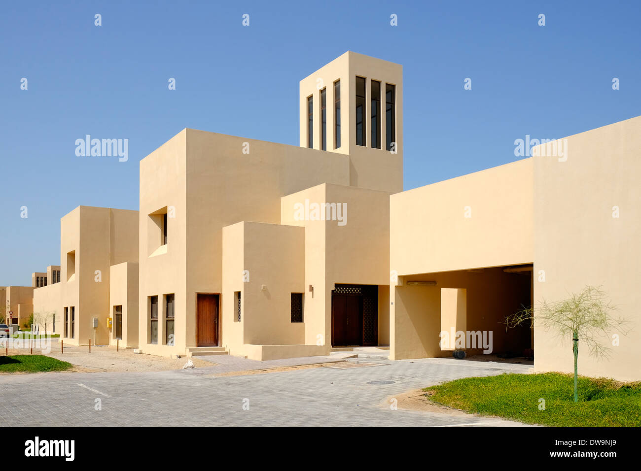 New villas in residential estate built for local Emirati families on Yas Island in Abu Dhabi United Arab Emirates Stock Photo