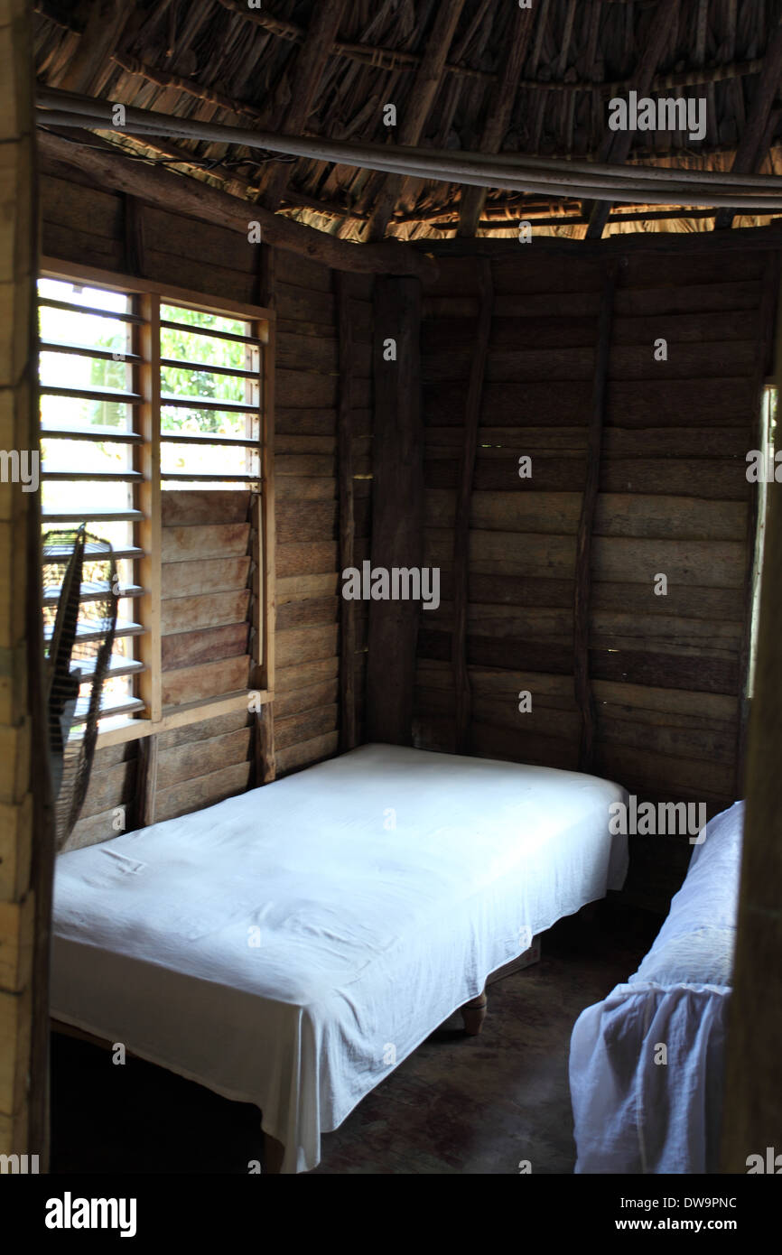 A typical simple furnished bedroom in a Cuban house, Holguin Province