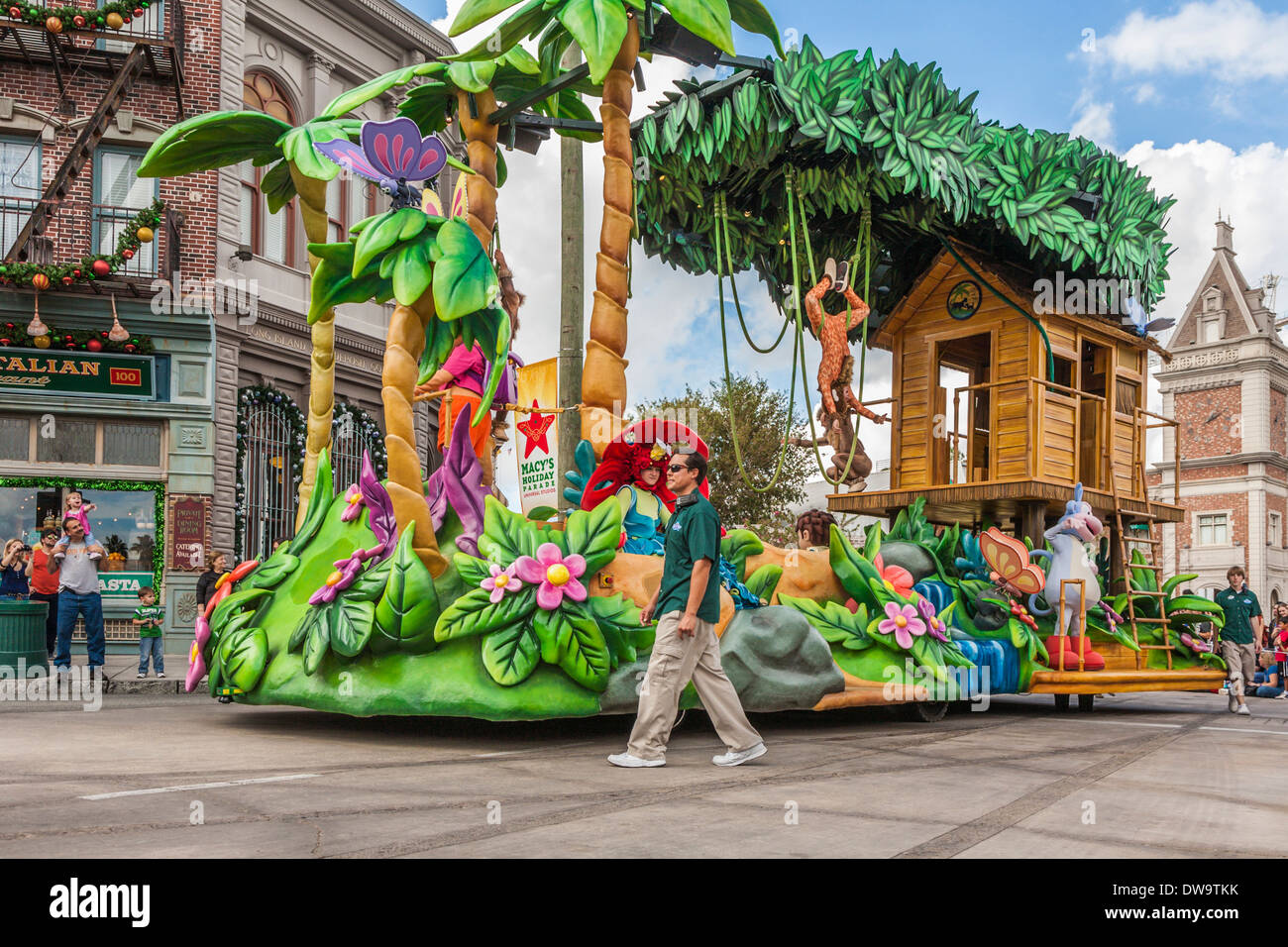 Jungle themed parade float at Universal Studios theme park in Orlando