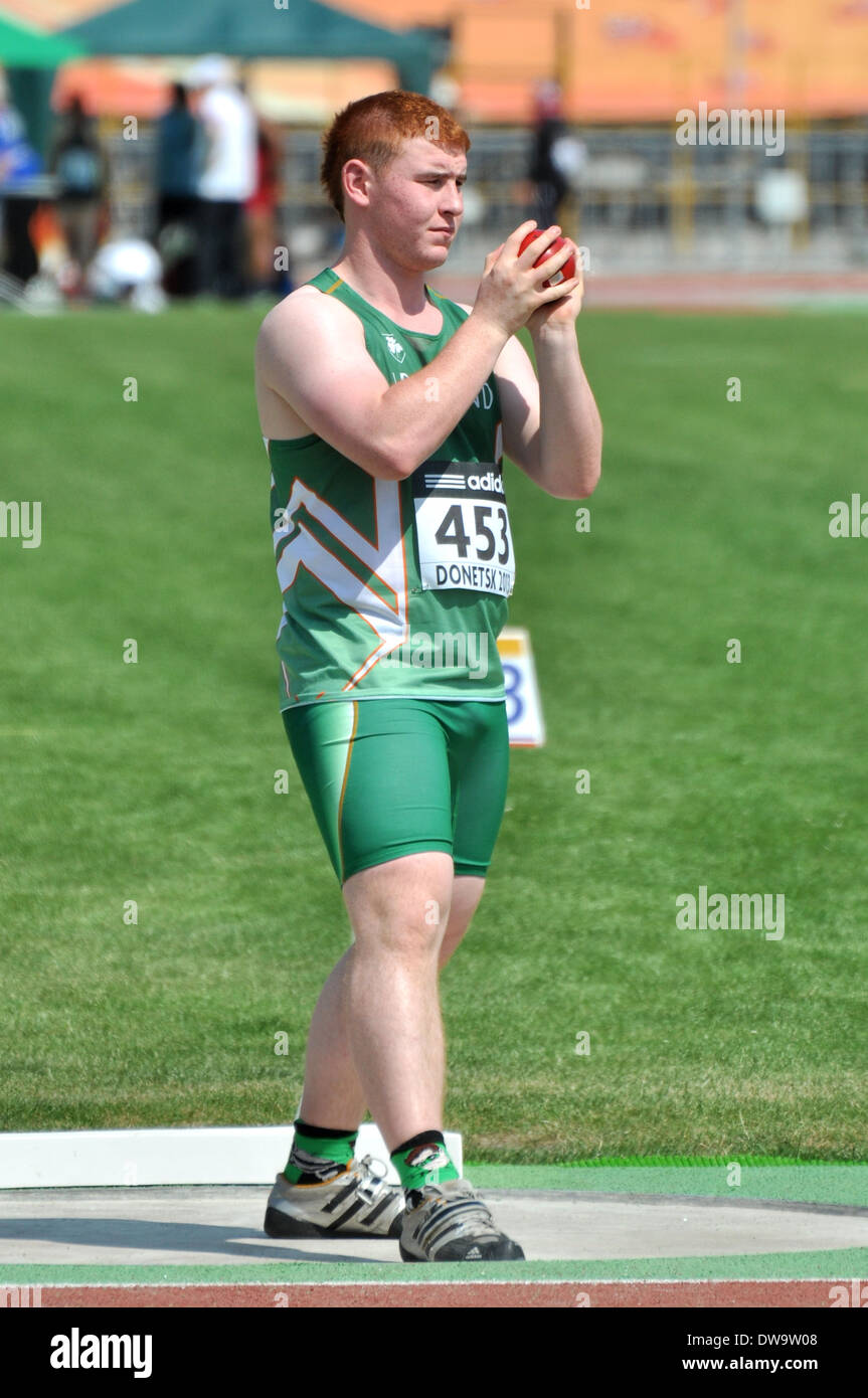 John Kelly performs the shot put  during the 2013 IAAF World Junior Championships on July 12-14, 2013 in Donetsk, Ukraine Stock Photo