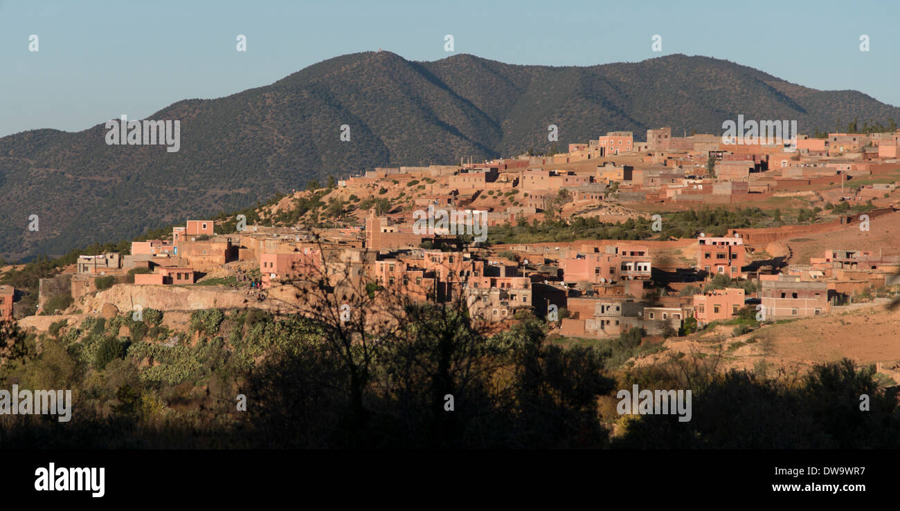 Buildings in town, Atlas Mountains, Morocco Stock Photo