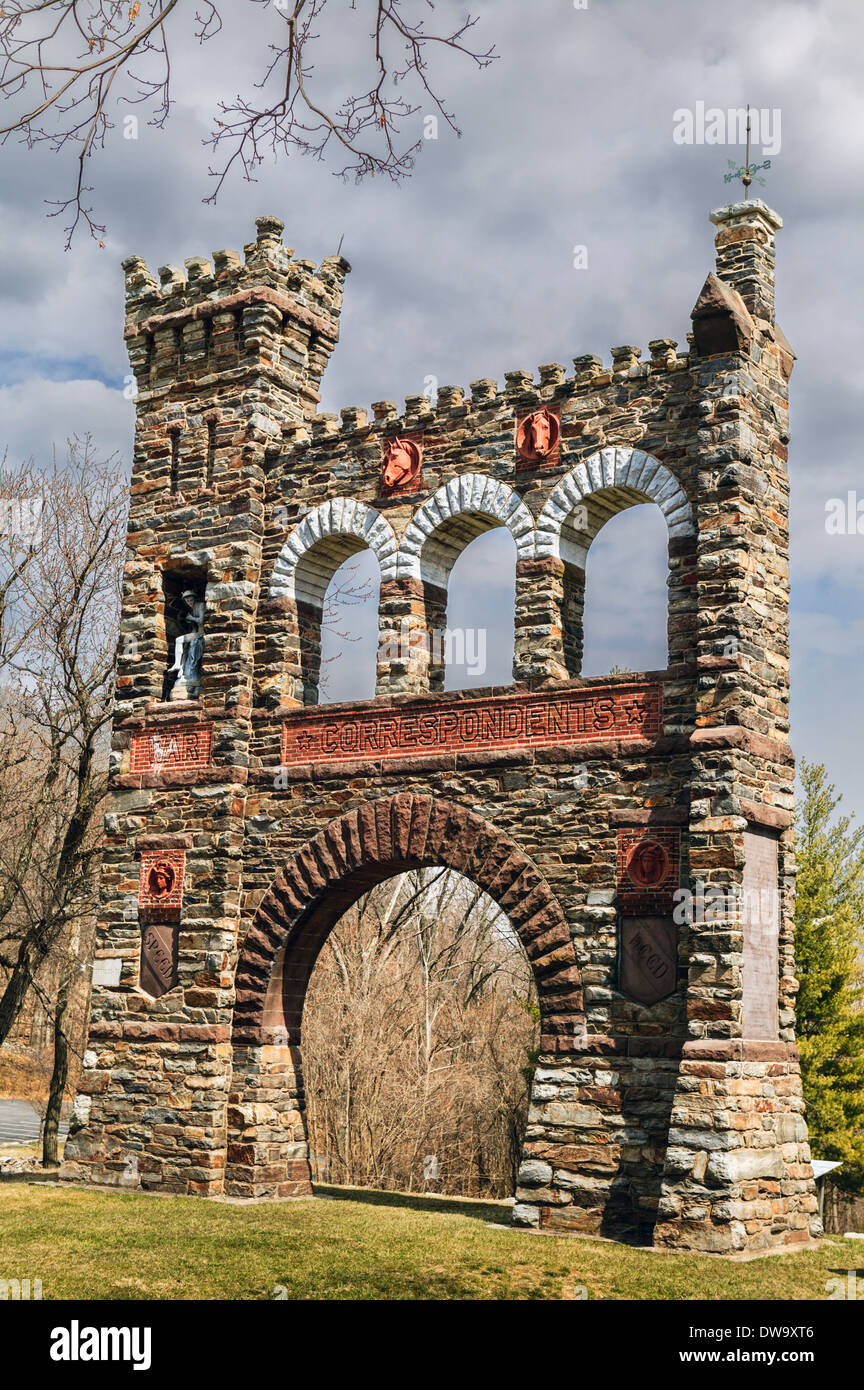 War Correspondents Memorial Arch near Frederick, Maryland built 1896 honors journalists and artists in Civil War Stock Photo