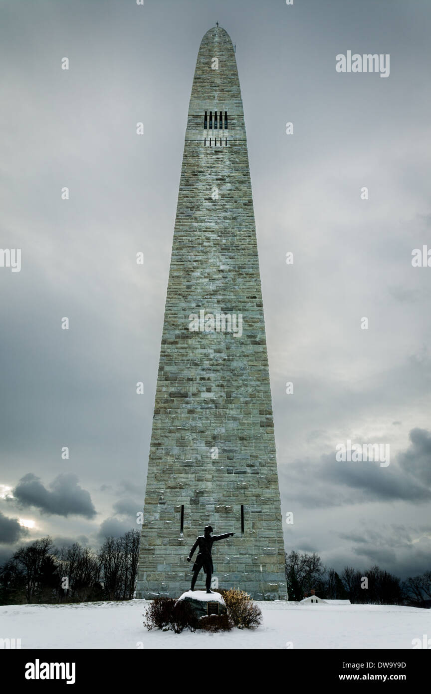 Bennington Battle Monument in winter Vermont 306 feet tall commemorates