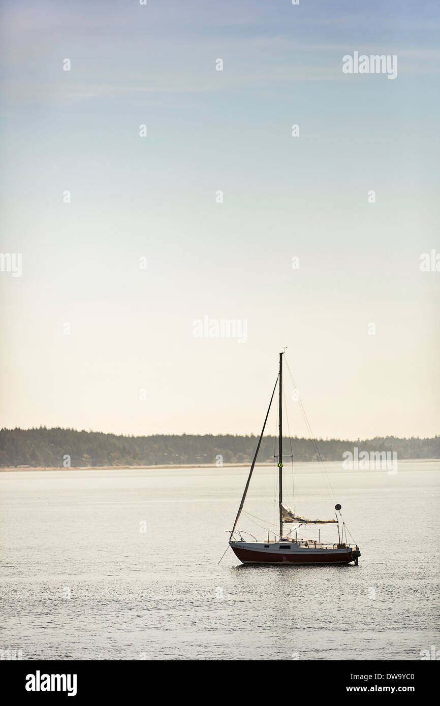 Lone sailboat, Port Townsend, Washington, US Stock Photo